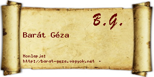 Barát Géza névjegykártya